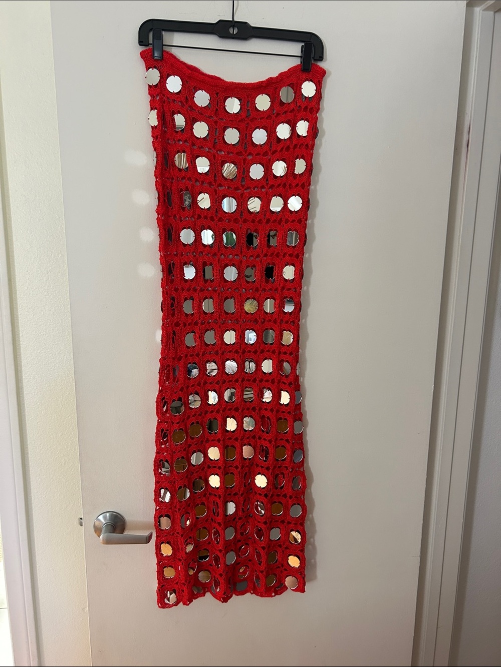 Delfi collective red mirror sheer maxi skirt